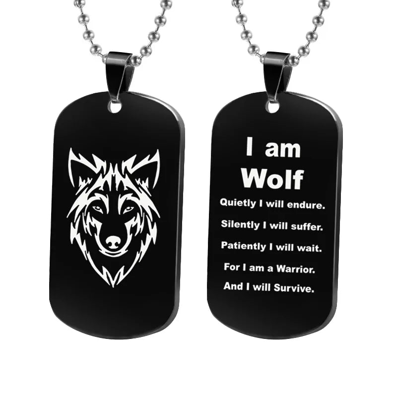 Wolf Military Dog Tag Pendants