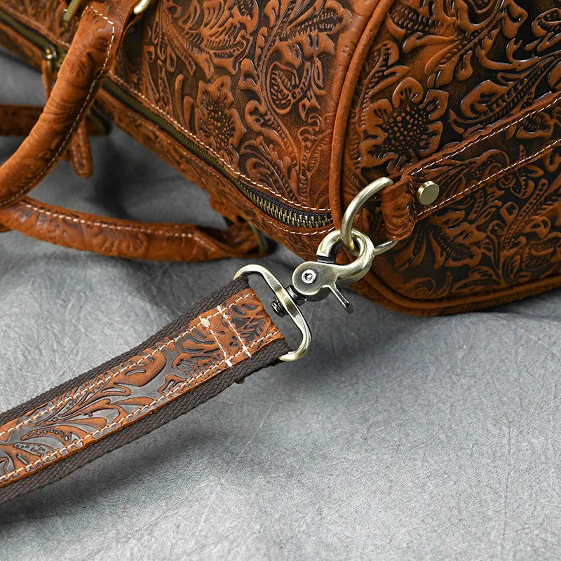 Vintage Crazy Horse Embossed Leather Weekend Bags