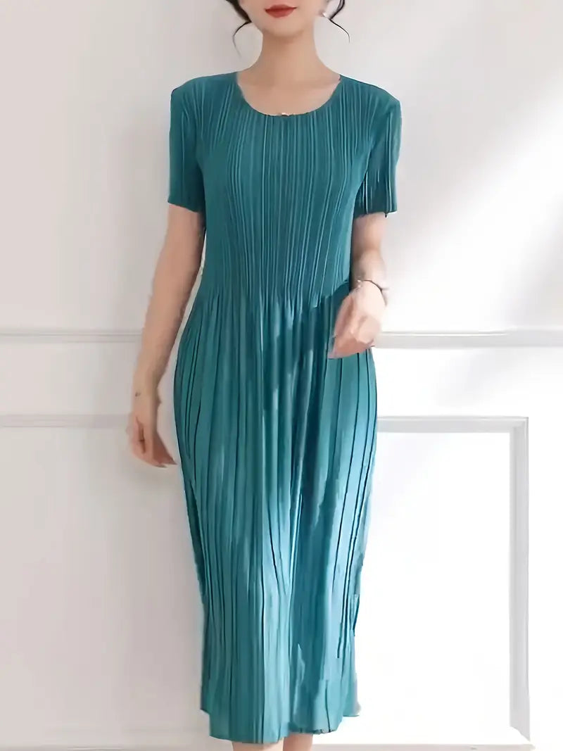 Classic Pleated Polyester Dress