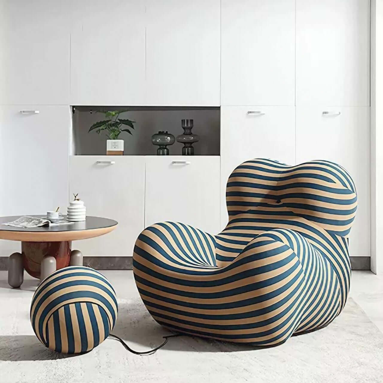 Ergonomic Leisure Ice Cotton Sofa + Ball Chairs
