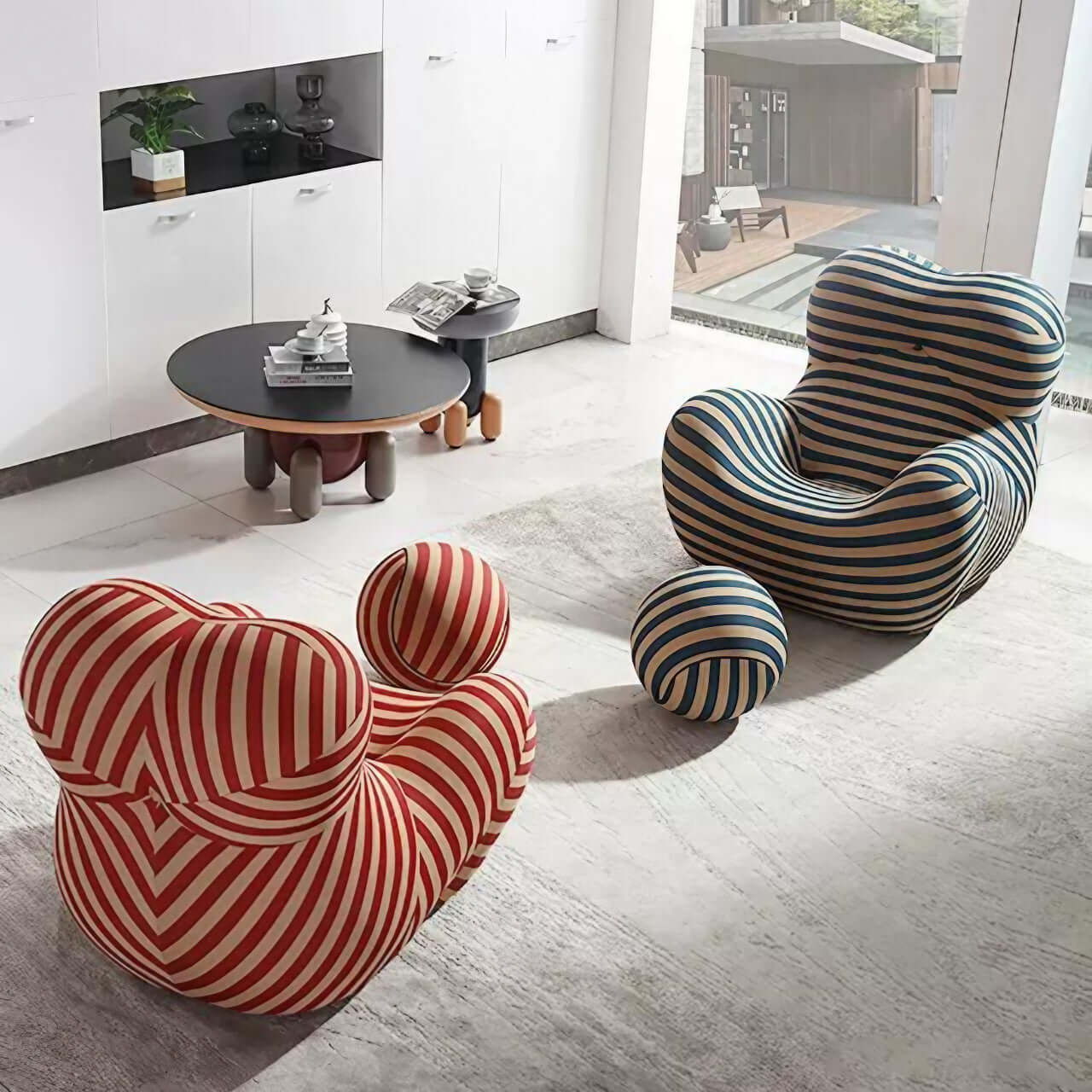 Ergonomic Leisure Ice Cotton Sofa + Ball Chairs