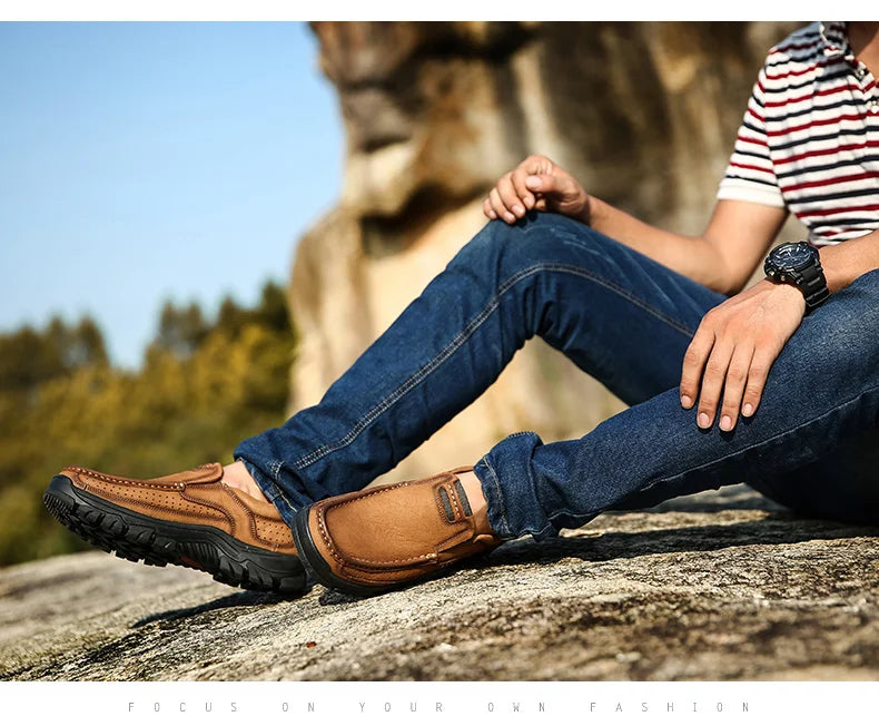 Outdoor Genuine Leather Slip-On Loafers