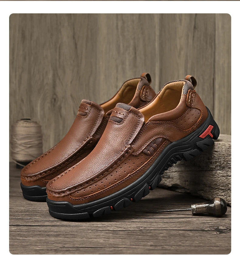 Outdoor Genuine Leather Slip-On Loafers