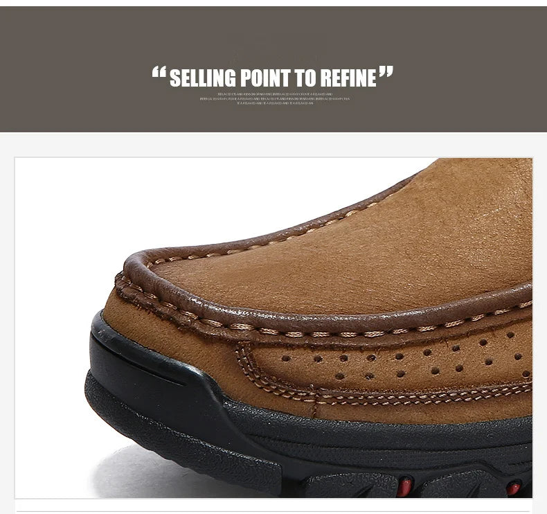 Outdoor Genuine Leather Slip-On Loafers