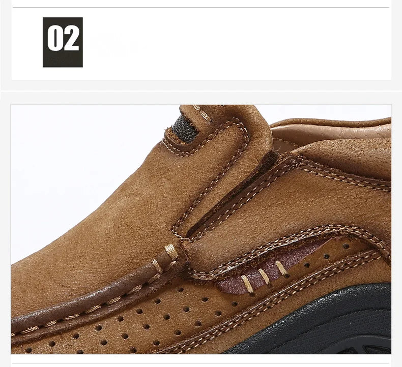 Outdoor Genuine Leather Slip-On Loafers