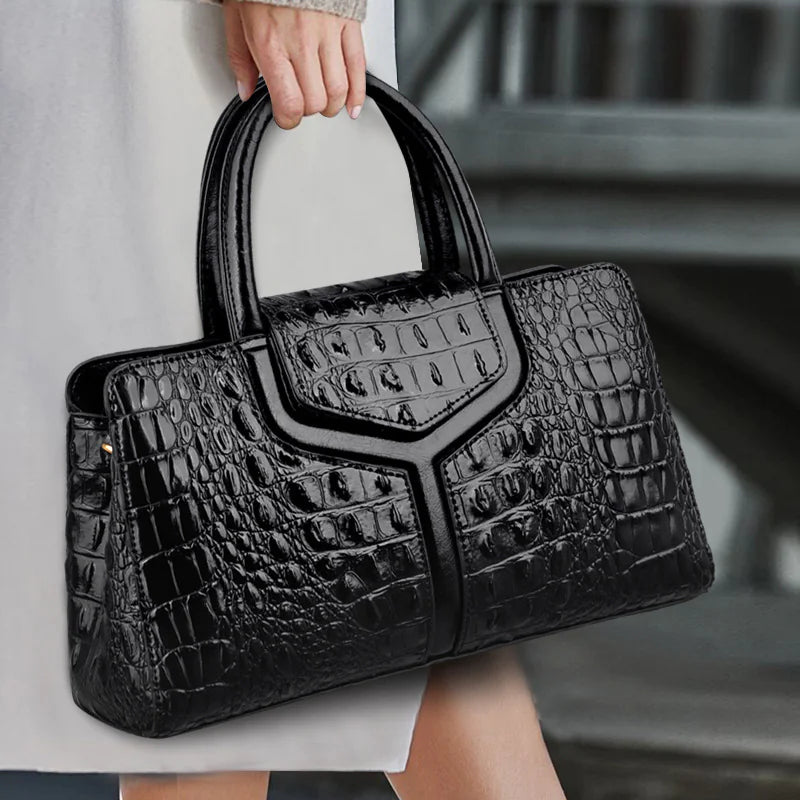 Crocodile Embossed Leather Messenger Bags