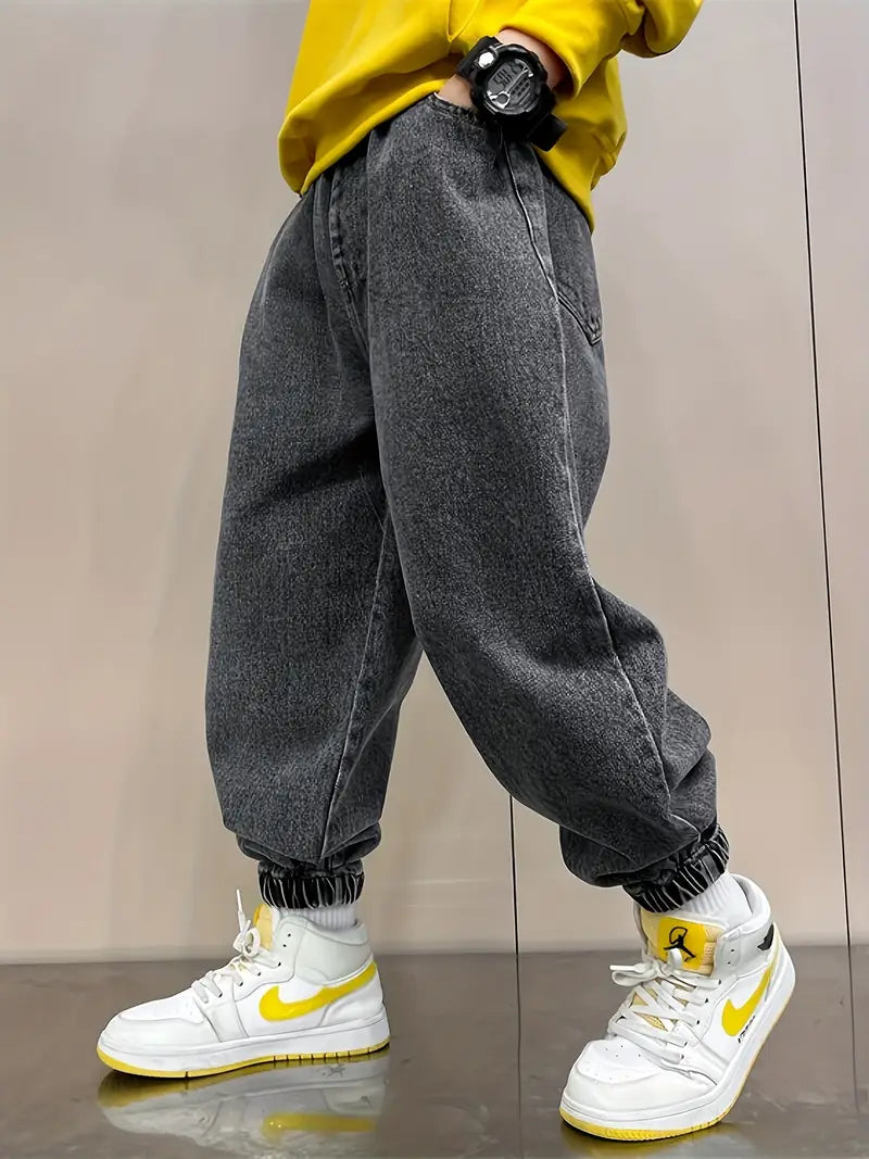 MAOMU Smiley Denim Jogger Pants