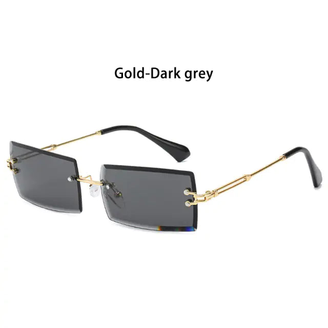 Rimless Small Rectangle Eyewear UV400 Sunglasses
