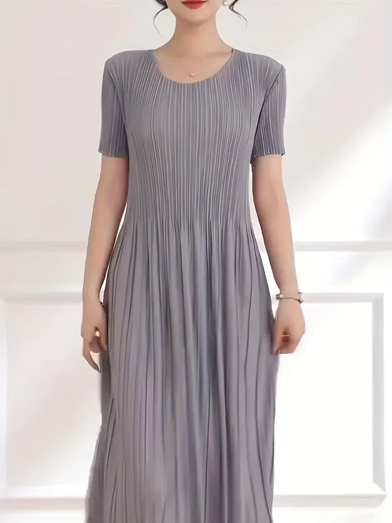 Classic Pleated Polyester Dress