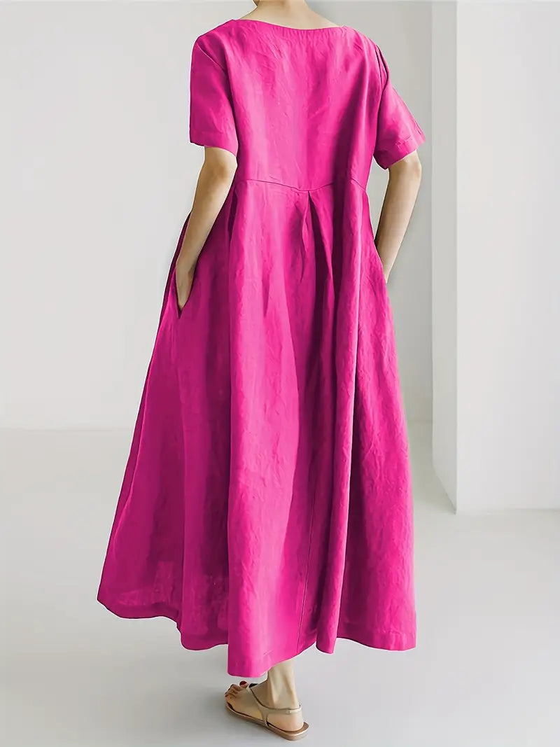 Plus Size Linen A-Line Maxi Dresses