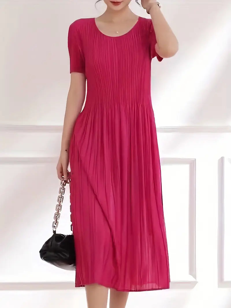 Classic Pleated Polyester Dress