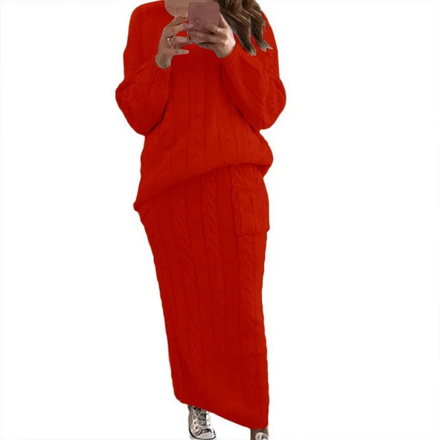 Two Piece Knitted Skirt Set