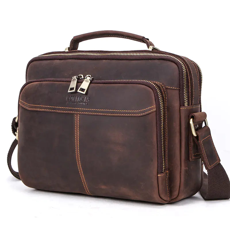CONTACTS Multifunctional Crazy Horse Leather Bag