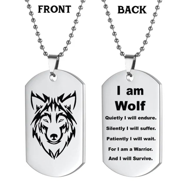 Wolf Military Dog Tag Pendants