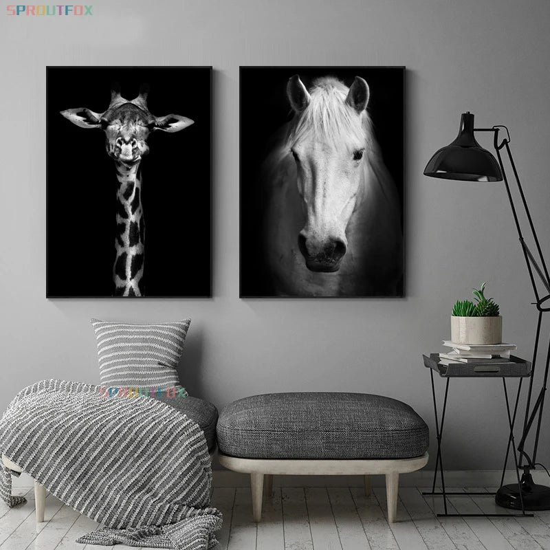 Stunning Black & White Canvas Animal Wall Art