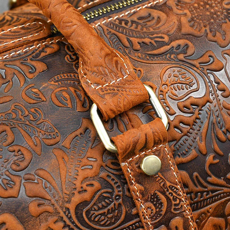 Vintage Crazy Horse Embossed Leather Weekend Bags