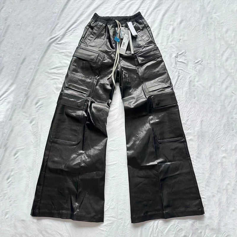 High Street Glossy Black Cargo Pants
