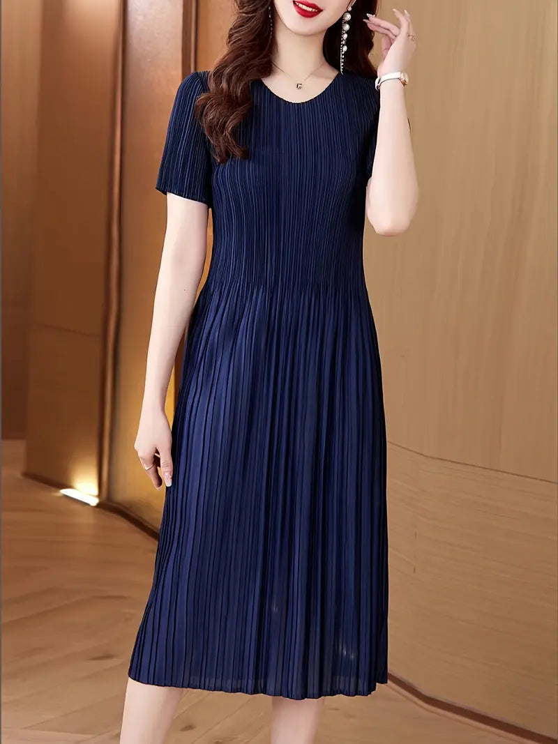 Classic Pleated Polyester Dress