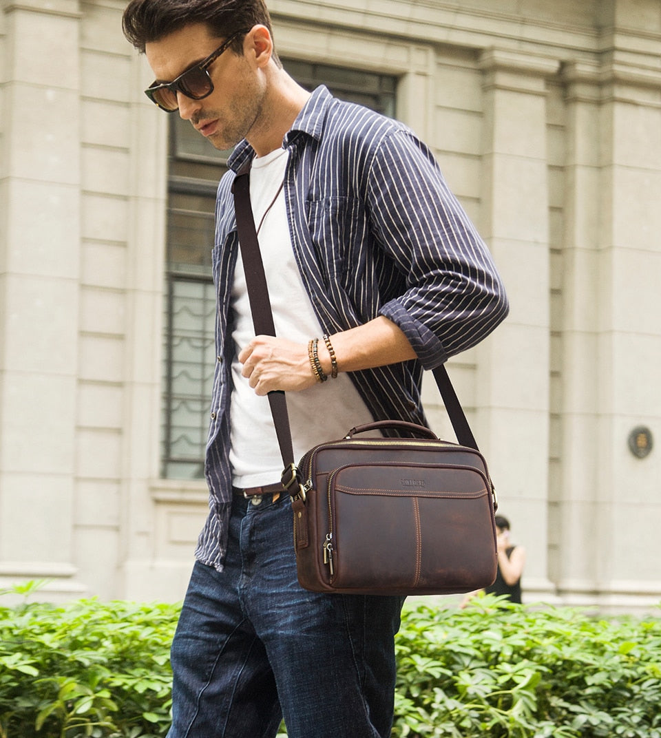 CONTACTS Multifunctional Crazy Horse Leather Bag