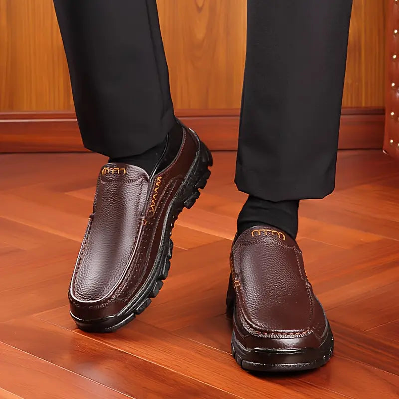 ONYX ASH Genuine Leather Slip-On Dress Shoes