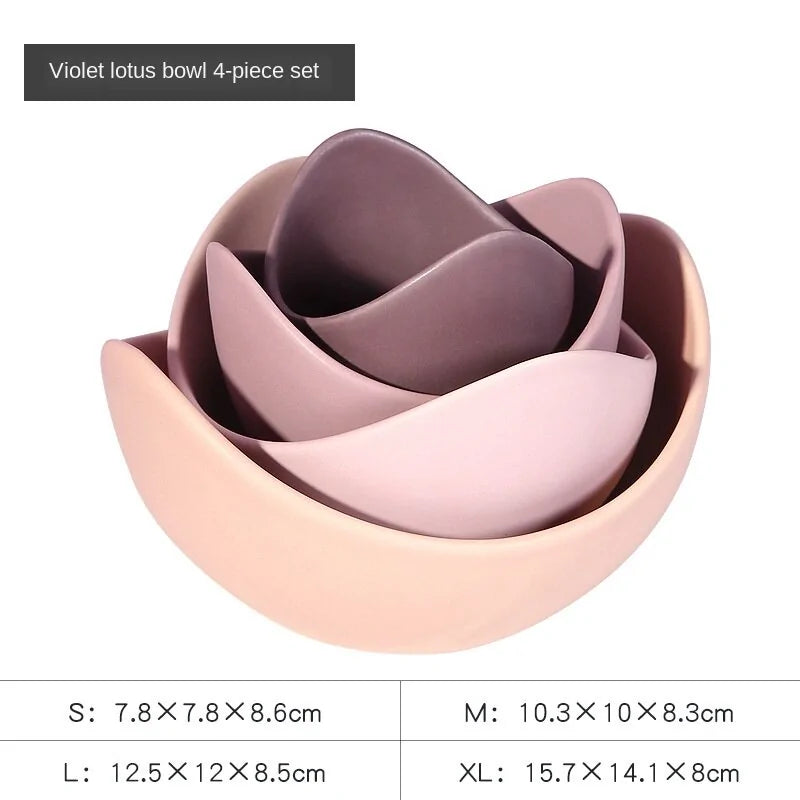 Lotus Ceramic Nesting Bowl Set