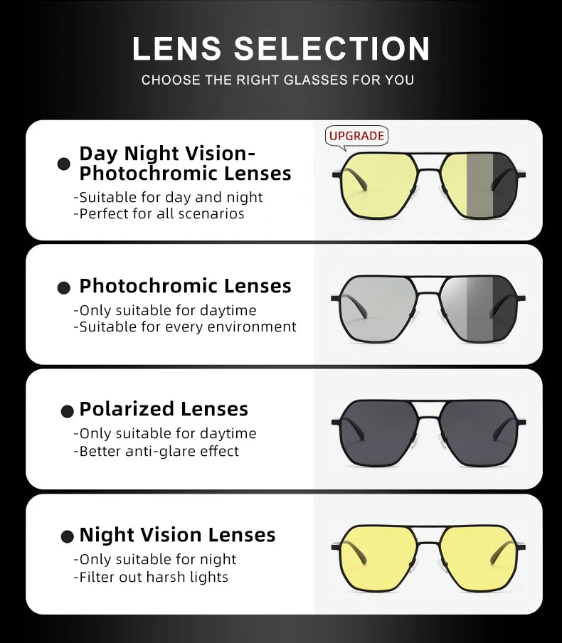 CLLOIO Aluminum Photochromic Polarized Sunglasses