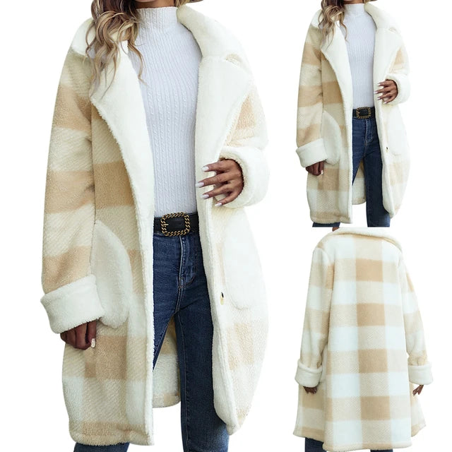 Single Breasted Plush Long Coat