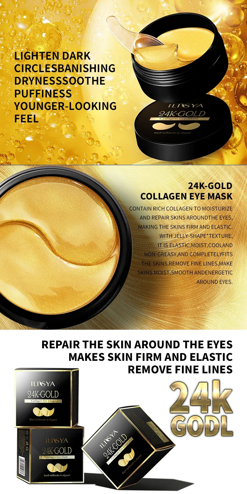 Ilisya Collagen Eye Mask 24K Gold Eye Patches