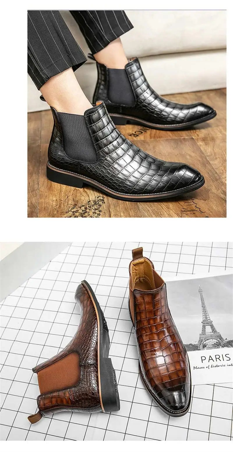 Unique Crocodile Vegan Leather Boots