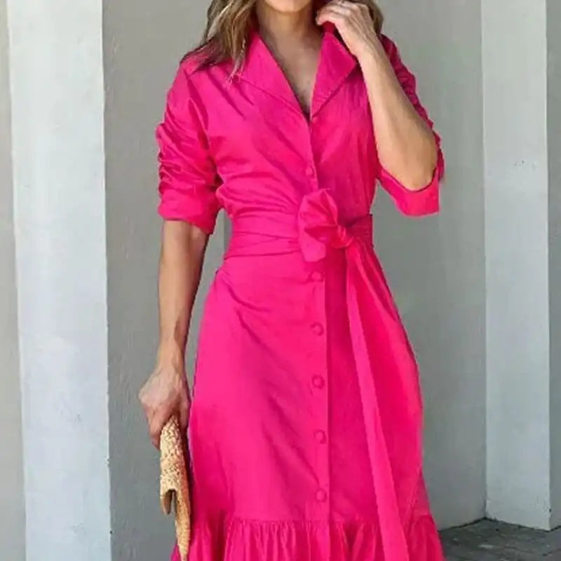Hot Pink Casual Maxi Dress