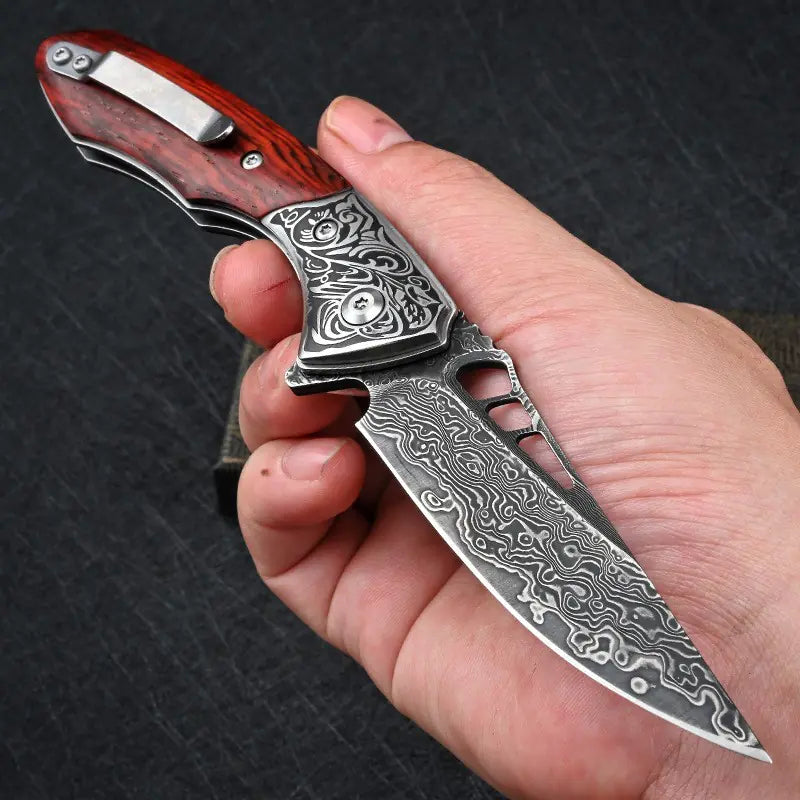 DRACHENADER VG 10 Damascus Shark Dragon Pocket Knife