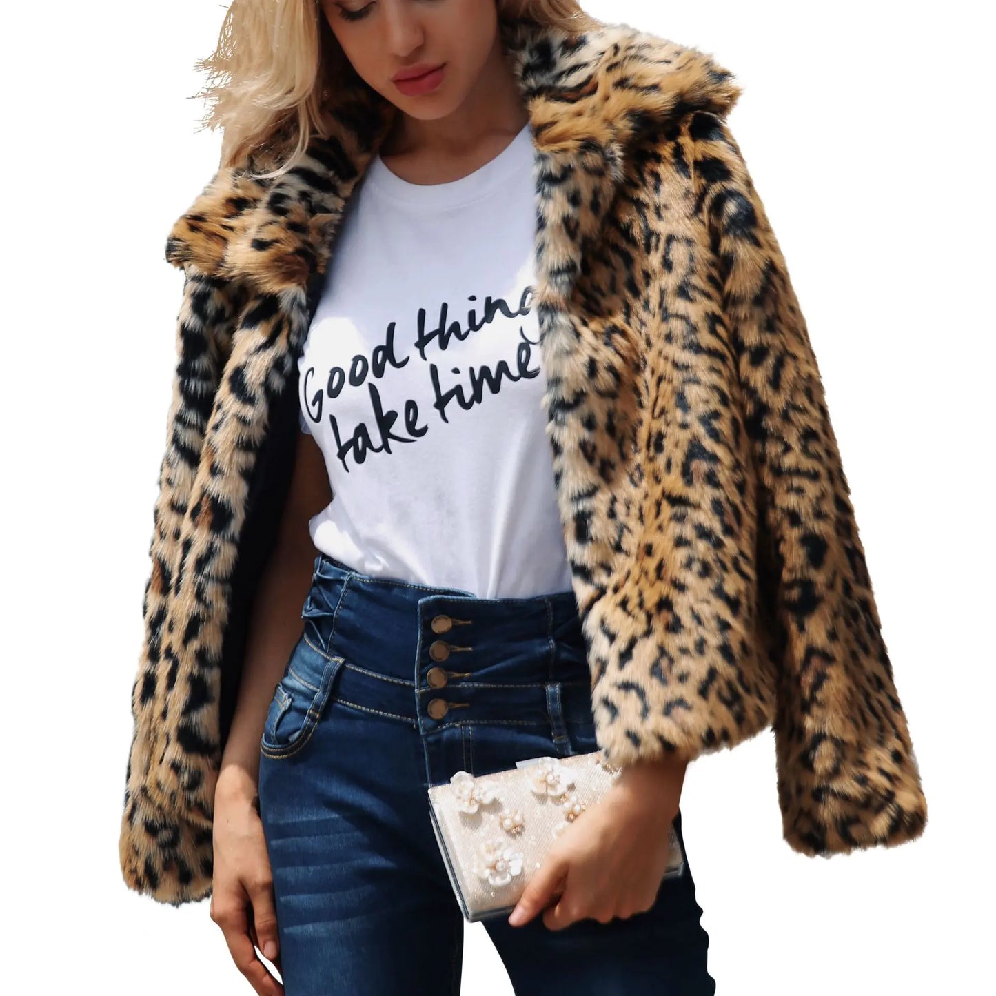 Leopard Faux Fur Teddy Coat