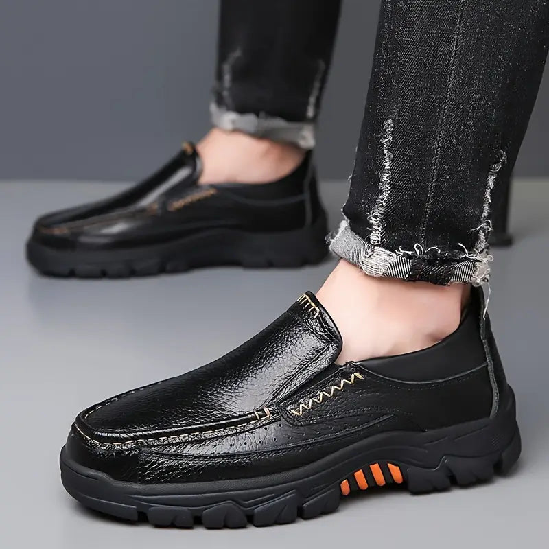 ONYX ASH Genuine Leather Slip-On Dress Shoes