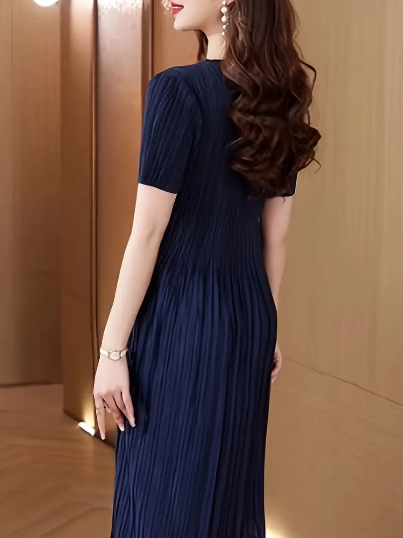 Classic Pleated Polyester Dress