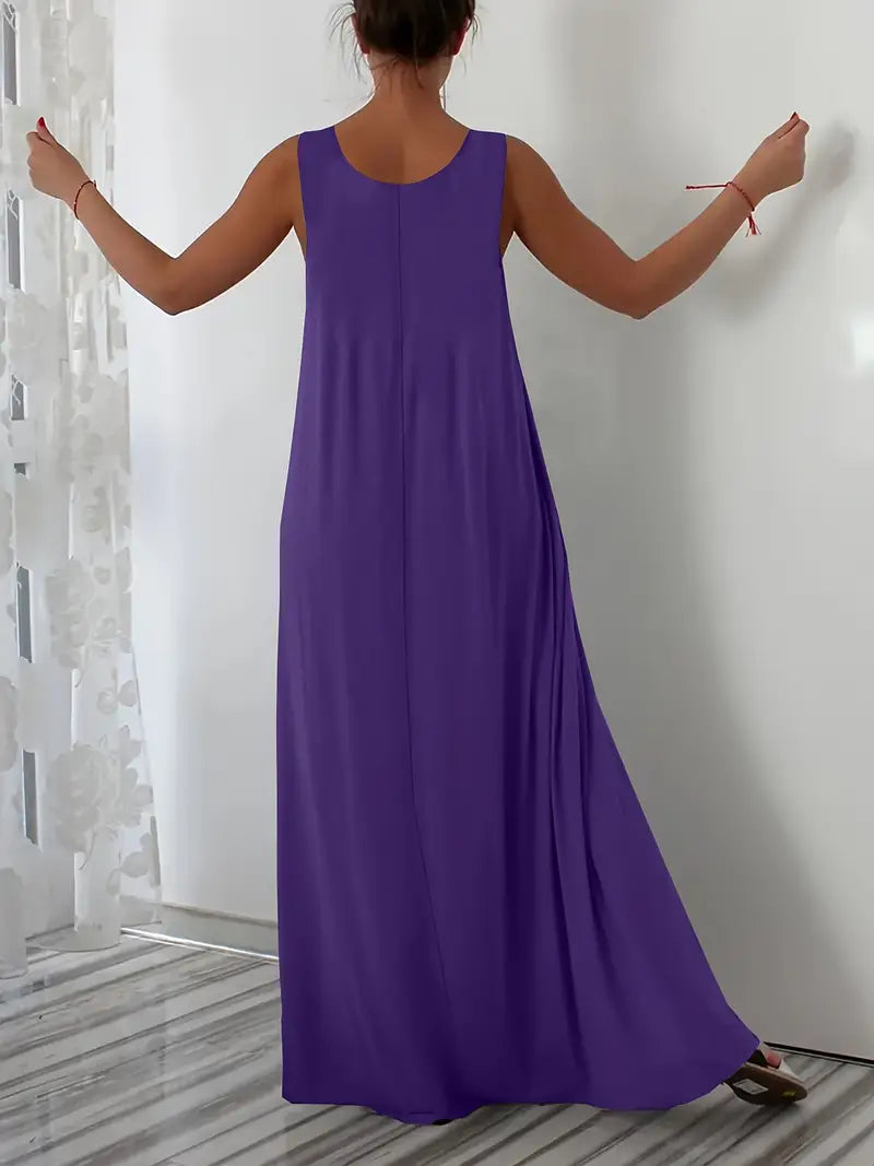 Plus Size A-Line Sleeveless Maxi Dresses