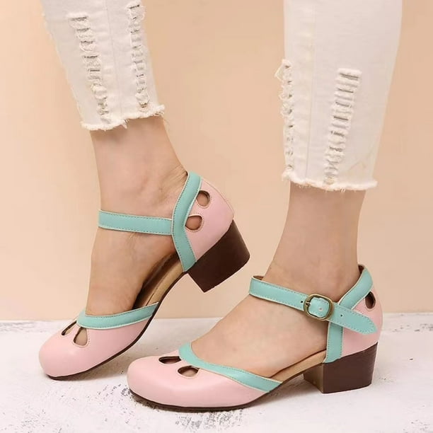 Mary Jane Retro Color Block Sandals