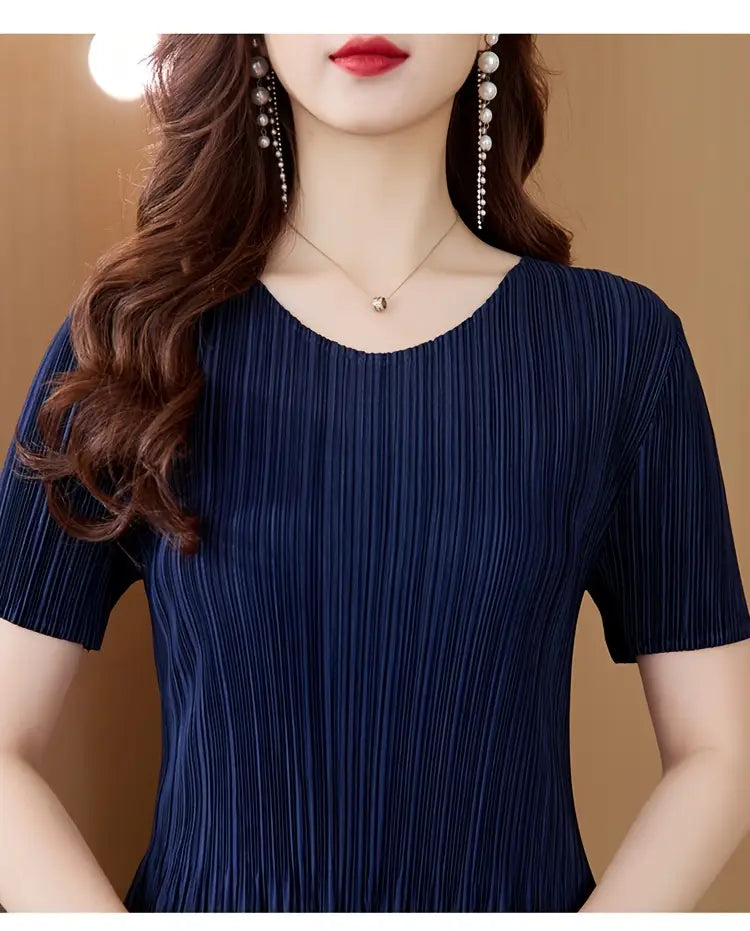 Classic Pleated Polyester Dress