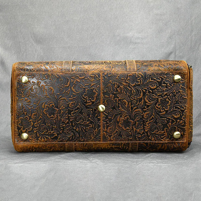 Vintage Crazy Horse Embossed Leather Weekend Bags