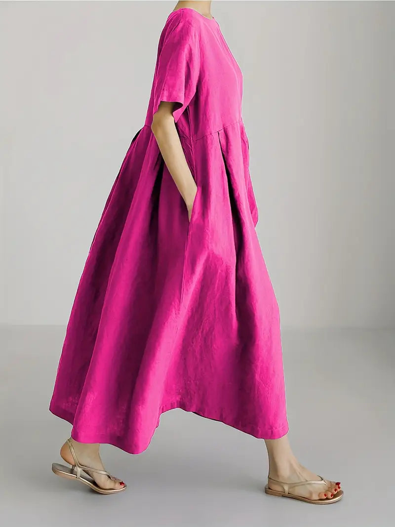 Plus Size Linen A-Line Maxi Dresses