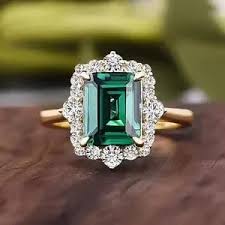 JOVOVASMILE Moissanite Emerald Ring