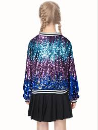 LOLANTA Girls Gradient Sequined Bomber Jackets