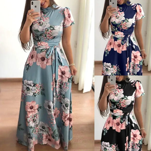 Casual Short Sleeve Maxi Dress
