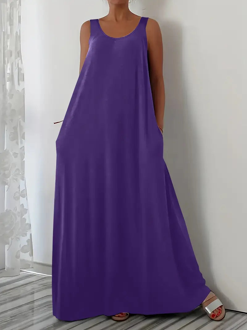 Plus Size A-Line Sleeveless Maxi Dresses