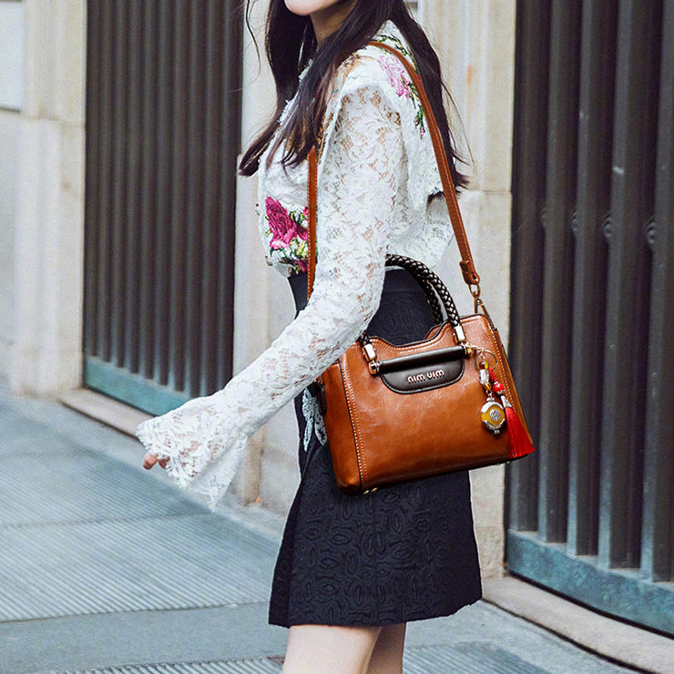 MIU MIN Leather Kelly Handbag