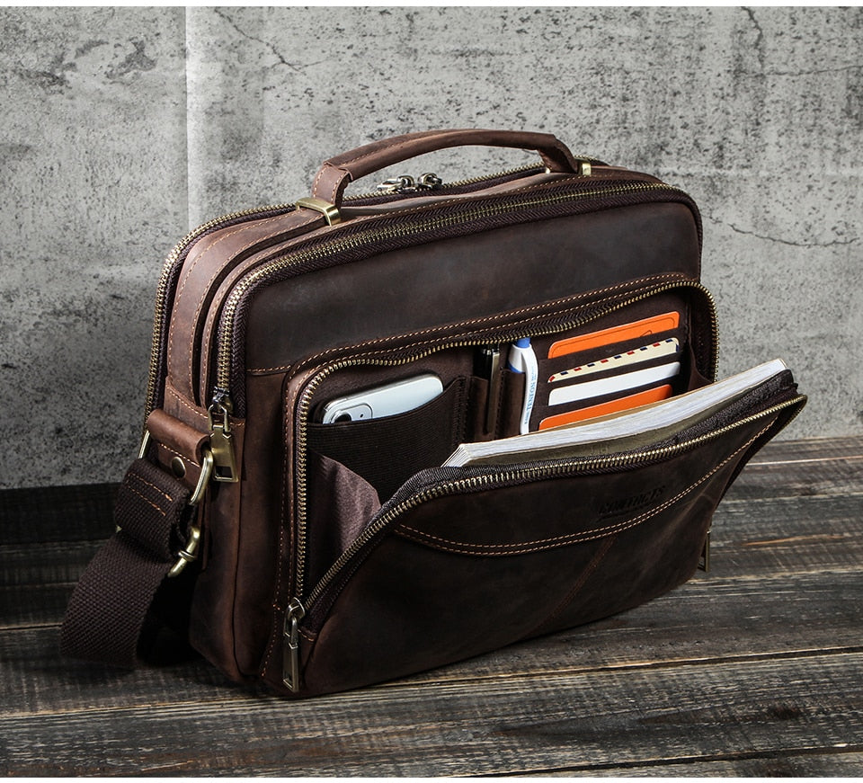CONTACTS Multifunctional Crazy Horse Leather Bag