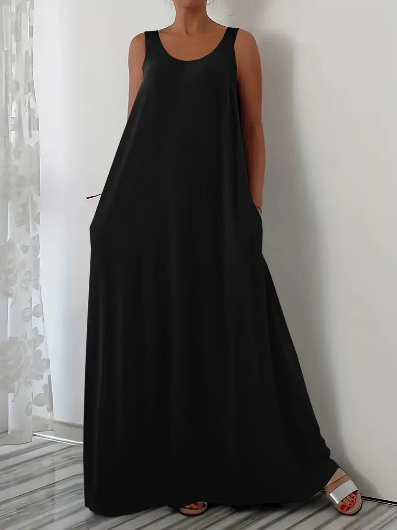 Plus Size A-Line Sleeveless Maxi Dresses