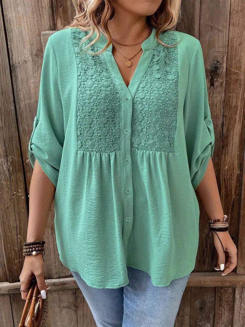 Zanzea Polyester Lace Shirt