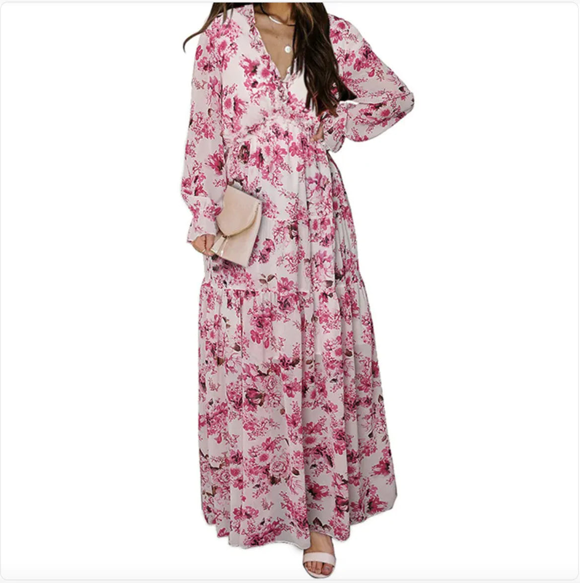 Reena Floral Polyester Maxi Dress