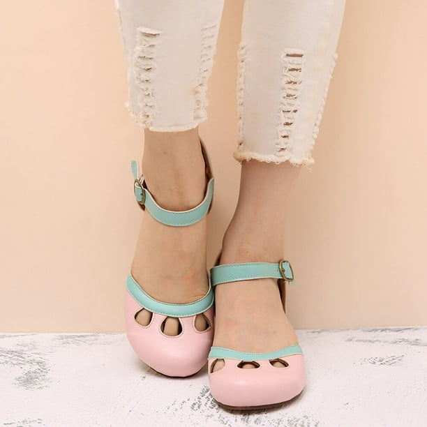 Mary Jane Retro Color Block Sandals
