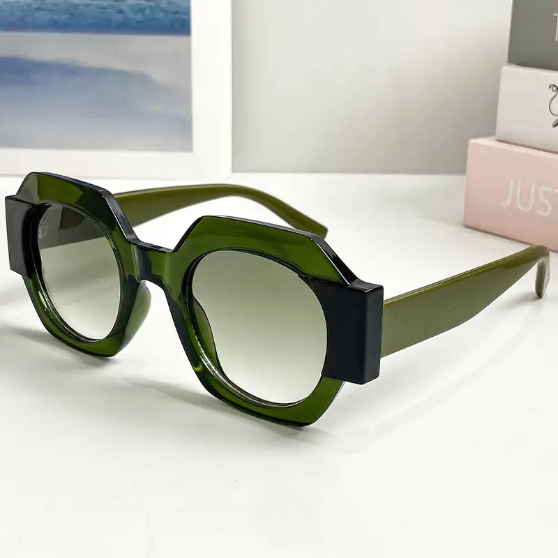 Retro Flat Top Round Polycarbonate Sunglasses